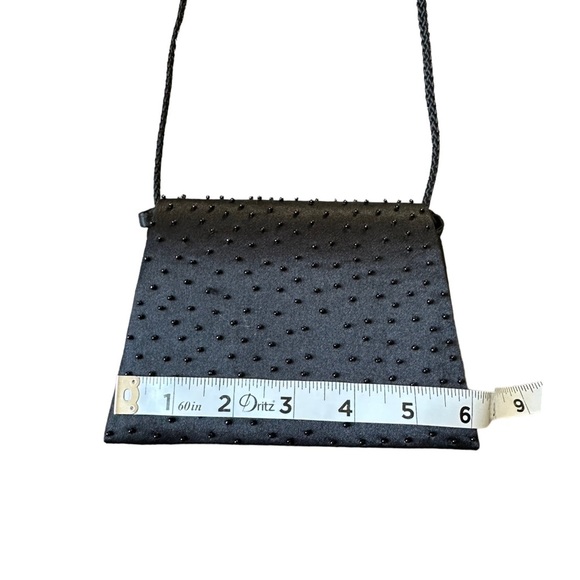 Vintage Sasha Black Beaded Crossbody Carry Evening Bag - Picture 4 of 10